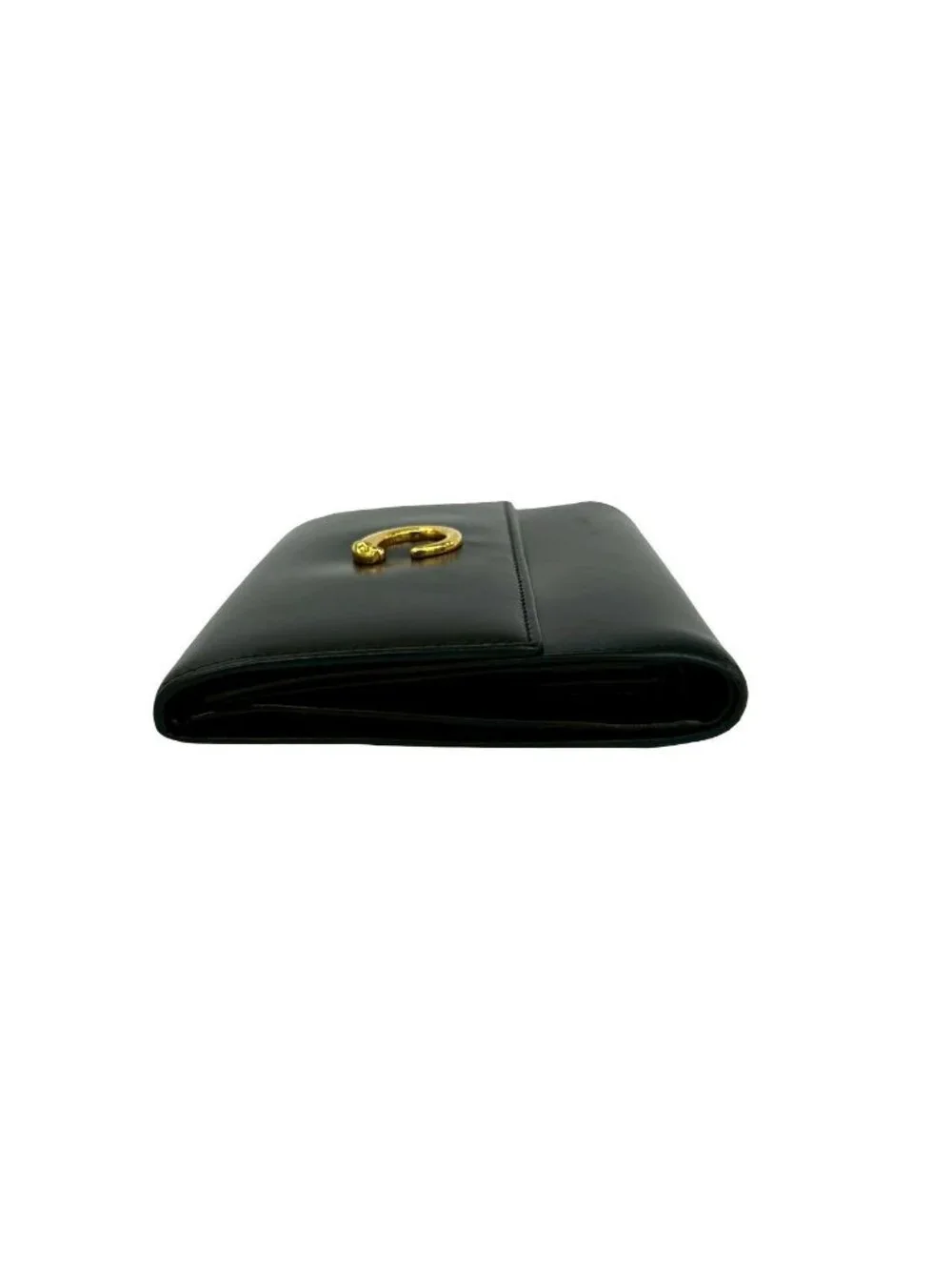 Cartier Panthere Line Leather Trifold Wallet Mini Card Case Black